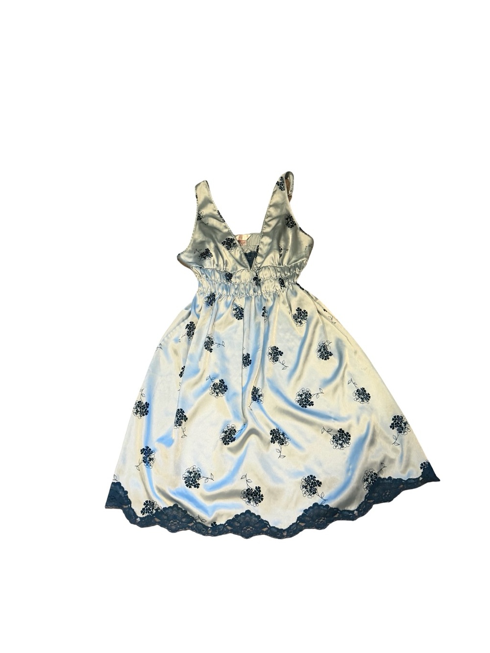 Rare Y2K Victoria's Secret Light Blue Floral Lace-Trim Chemise